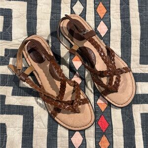 NWOT! Brown Braided Faux Leather Sandals size 8